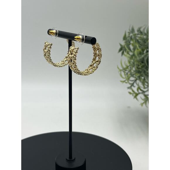 Kendra Scott NATALIE‎ Gold Plated Rattan Open Woven Looking Hoop Earrings - Picture 4 of 11